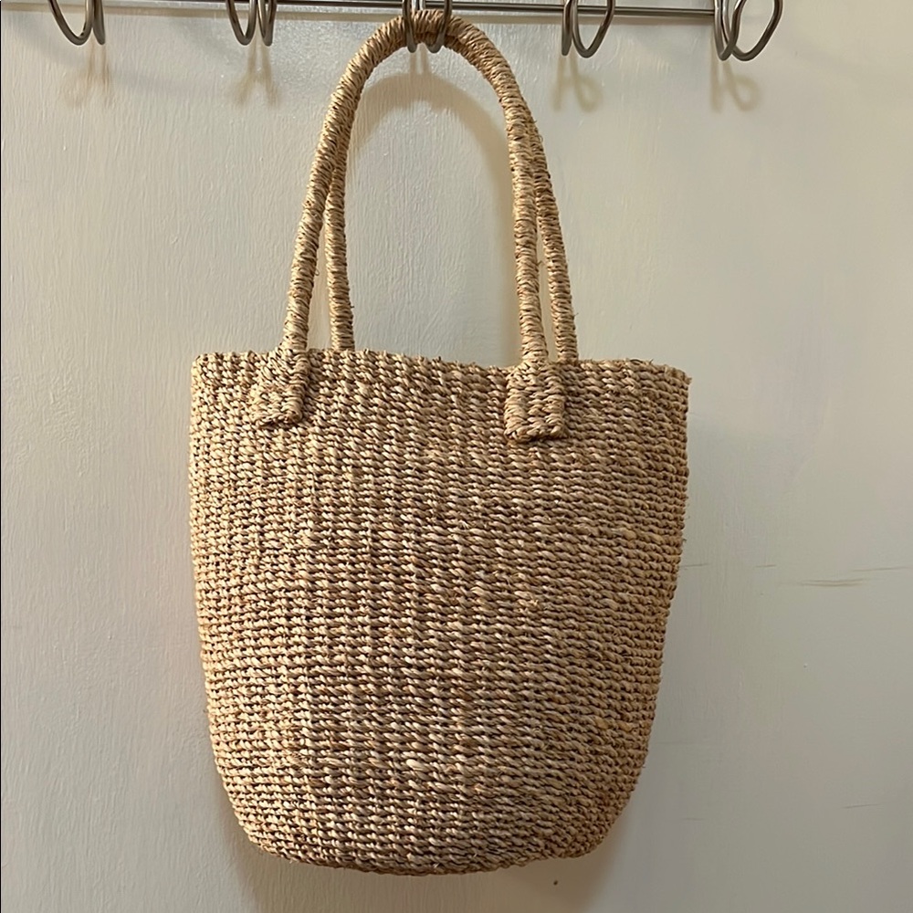 Woven Straw Tote Bag - Natural
